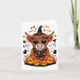Halloween Cow Farm Western Ghost Cow Witchy Pumpki Karte