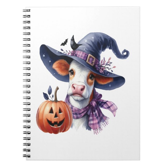 Halloween Cow mit Herbst Notizblock (Vorderseite)