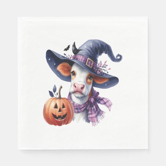 Halloween Cow mit Herbst Serviette (Vorderseite)