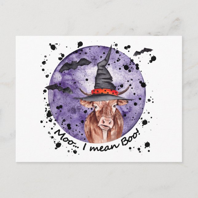 Halloween Cow Moo I Gemein Boo Funny Postkarte (Vorderseite)
