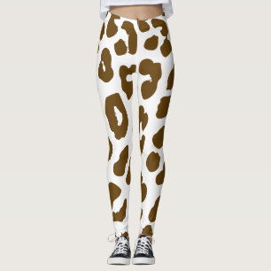 Halloween Cow Print Brown Leggings