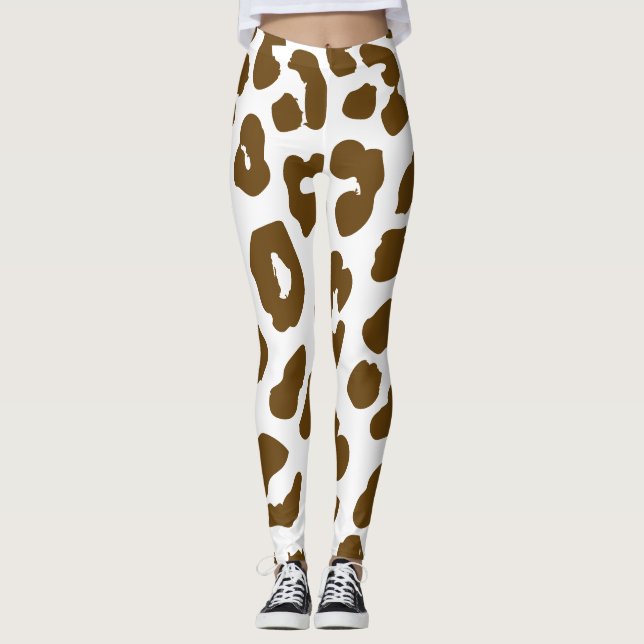 Halloween Cow Print Brown Leggings (Vorderseite)