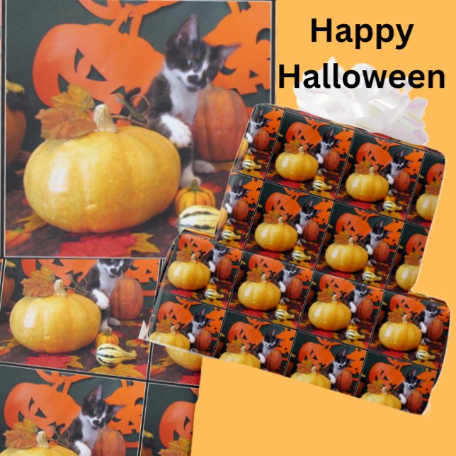 Halloween-Cowboy - Katze / Kitten Wrapping Paper Geschenkpapier (Von Creator hochgeladen)