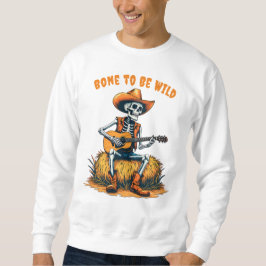 Halloween Cowboy-Skelett Gitarre spielen Sweatshirt