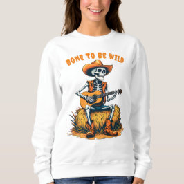 Halloween Cowboy-Skelett Gitarre spielen Sweatshirt