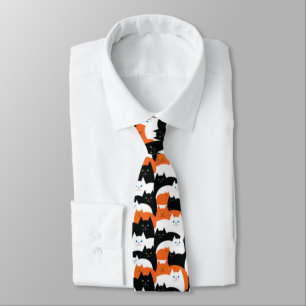 Halloween Crazy Cat Typ Orange und Black Cats Krawatte