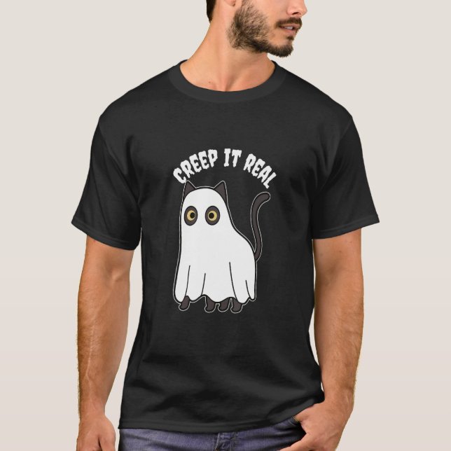 Halloween Creep it Real Cat T-Shirt (Vorderseite)