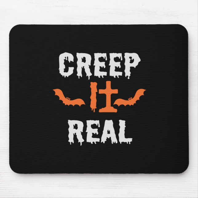 Halloween Creep It Real Funny Bat Birthday Mousepad (Vorne)