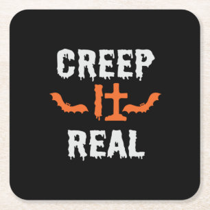 Halloween Creep It Real Funny Bat Birthday Rechteckiger Pappuntersetzer