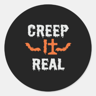 Halloween Creep It Real Funny Bat Birthday Runder Aufkleber