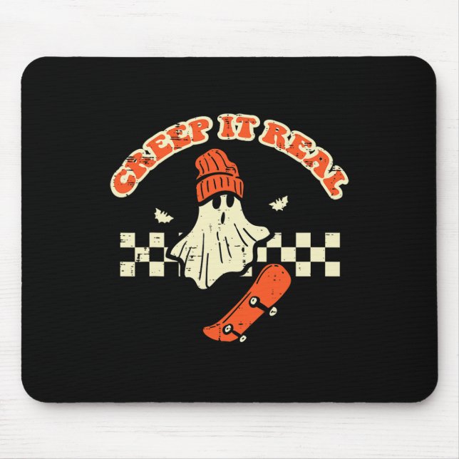 Halloween Creep It Real Ghost Skater Kostüme Männe Mousepad (Vorne)