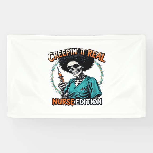 Halloween Creepin It Real! Nurse Edition Classic T Banner (Horizontal)