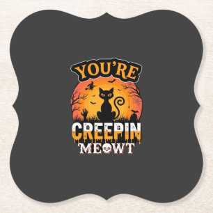 Halloween Creepin Meowt schwarzes Katze Hexen-Desi Untersetzer