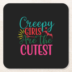 Halloween Creepy Girls Are The Cutest Birthday Rechteckiger Pappuntersetzer