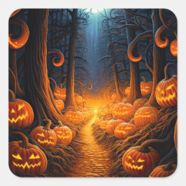 Halloween Creepy Kürbislaterne Pumpkins Quadratischer Aufkleber