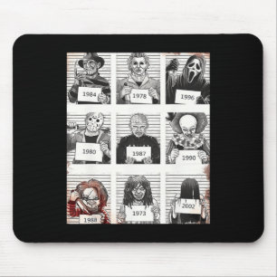 Halloween Creepy Legends Killer Mugshots Horror Fa Mousepad