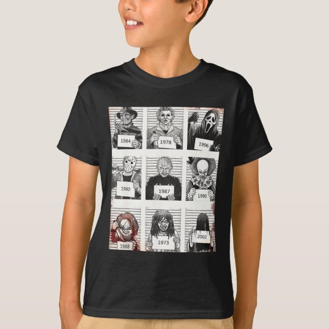 Halloween Creepy Legends Killer Mugshots Horror Fa T-Shirt (Vorderseite)