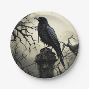 Halloween Creepy Raven Graveyard Friedhof Gothic Pappteller
