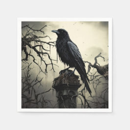 Halloween Creepy Raven Graveyard Friedhof Gothic Serviette