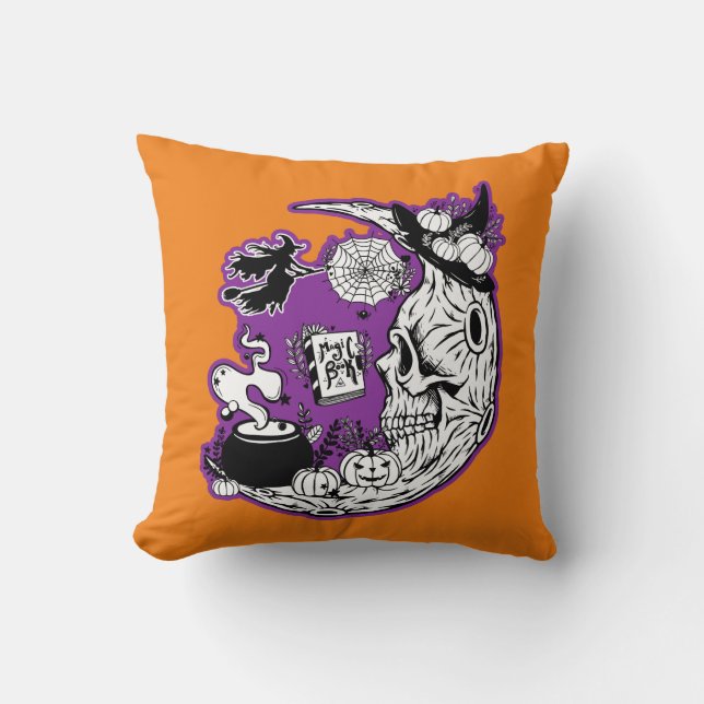 Halloween Crescent Moon Hexenkraut Kissen (Vorderseite)