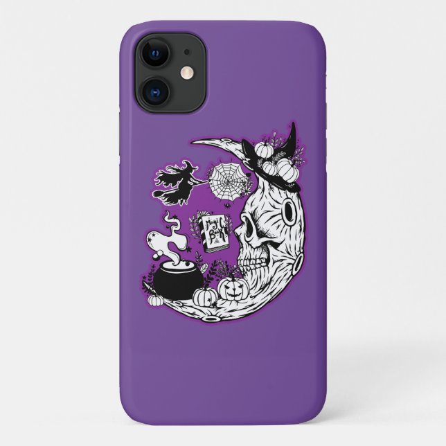 Halloween Crescent Moon Witwe Skull Case-Mate iPhone Hülle (Rückseite)