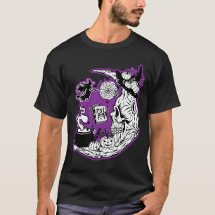 Halloween Crescent Moon Witwe Skull T-Shirt