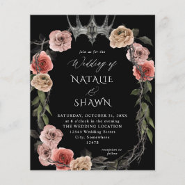 Halloween Crown Pink Black Floral Wedding B Flyer