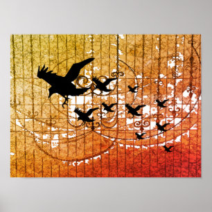 Halloween Crows fliegen durch den Spuk Schlossabla Poster
