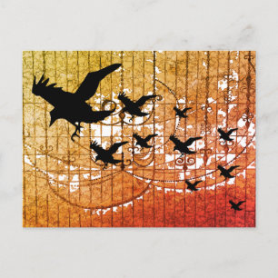 Halloween Crows fliegen durch den Spuk Schlossabla Postkarte