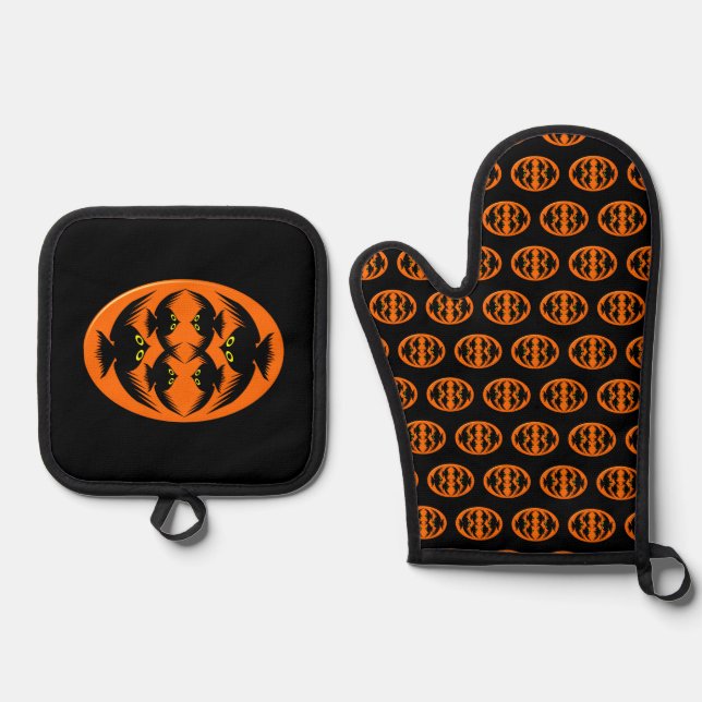Halloween Crows Ofenhandschuh & Topflappen-Set (Vorderseite)