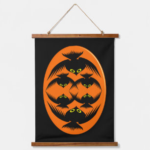 Halloween Crows Wandteppich Mit Holzrahmen