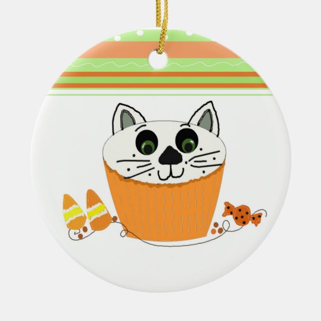 Halloween Cupcake Keramik Ornament (Vorne)