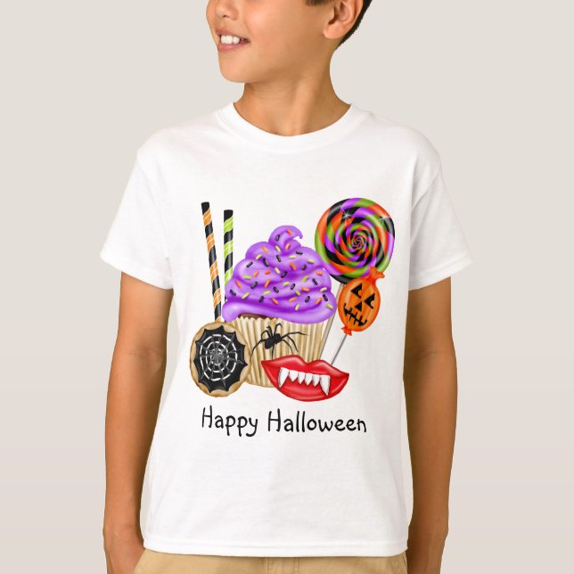 Halloween Cupcakes und Candy T - Shirt (Vorderseite)