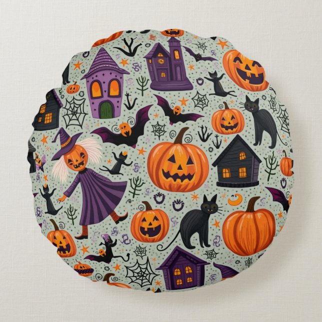 Halloween Cushion Rundes Kissen (Vorderseite)
