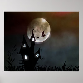 Halloween Custom Cool Whimsical Hexe Silhouette Poster