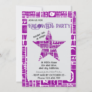 Halloween Custom Cool Whimsical Typografie Lila Einladung