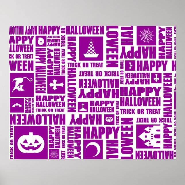 Halloween Custom Cool Whimsical Typografie Lila Poster (Vorne)