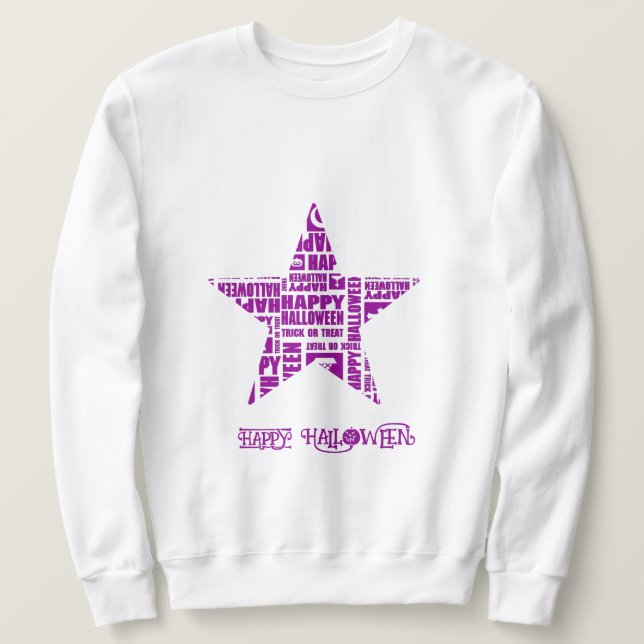 Halloween Custom Cool Whimsical Typografie Lila Sweatshirt (Design vorne)