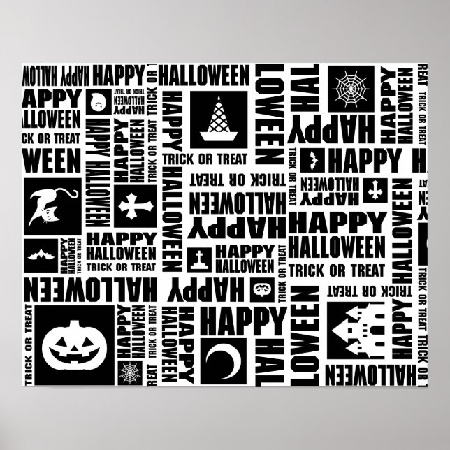 Halloween Custom Cool Whimsical Typografy Black Poster (Vorne)