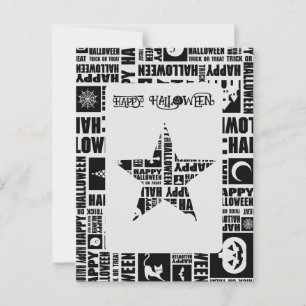 Halloween Custom Cool Whimsical Typografy Black Postkarte