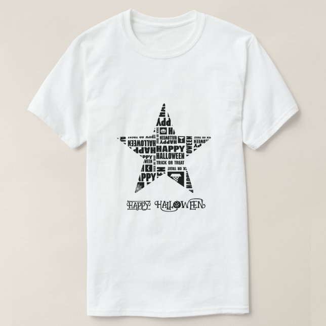 Halloween Custom Cool Whimsical Typografy Black T-Shirt (Design vorne)