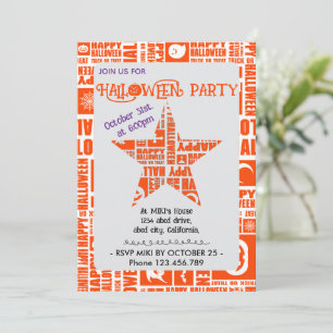 Halloween Custom Cool Whimsical Typografy Orange Einladung