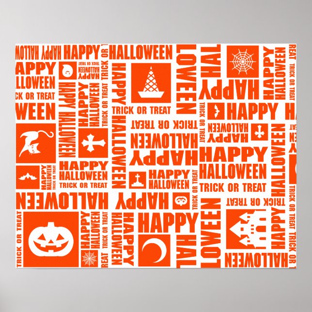 Halloween Custom Cool Whimsical Typografy Orange Poster (Vorne)