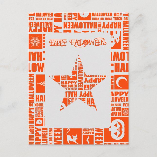 Halloween Custom Cool Whimsical Typografy Orange Postkarte (Vorderseite)