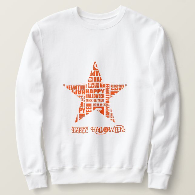 Halloween Custom Cool Whimsical Typografy Orange Sweatshirt (Design vorne)