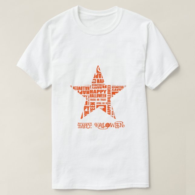 Halloween Custom Cool Whimsical Typografy Orange T-Shirt (Design vorne)