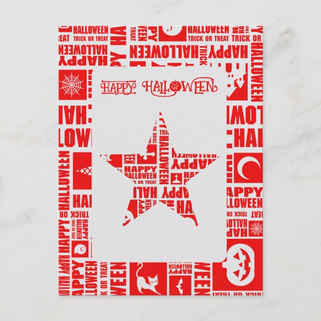 Halloween Custom Cool Whimsical Typografy Red Postkarte (Vorderseite)