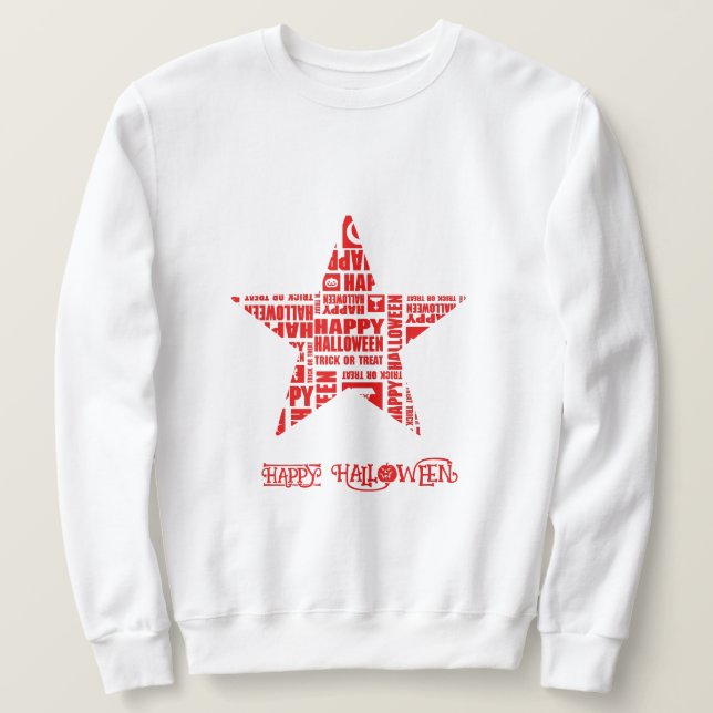 Halloween Custom Cool Whimsical Typografy Red Sweatshirt (Design vorne)