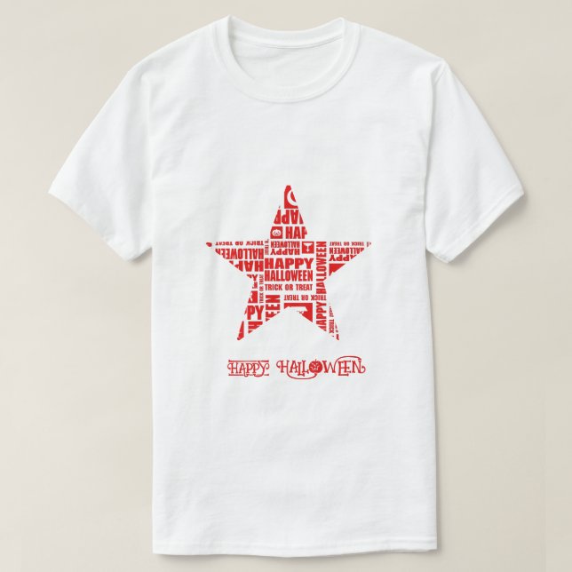 Halloween Custom Cool Whimsical Typografy Red T-Shirt (Design vorne)