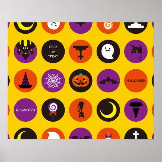 Halloween Custom Cool Whimsisches Muster Gelb Poster